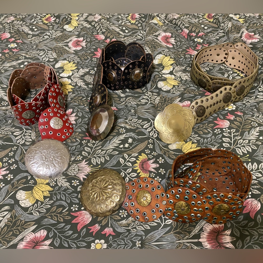 Western y2k women belts, Boho disk concho style belts.